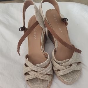 Pesaro Women's Tan Wedge Sandals